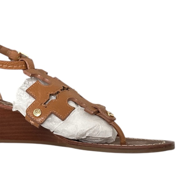 Tory Burch Phoebe Tan Leather Flat Thong Sandal Royal Tan Brown US Size 7 - Picture 12 of 14